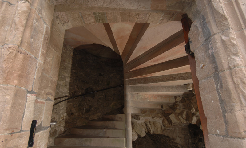 A detail of the spiral stairs at Huntly Castle.