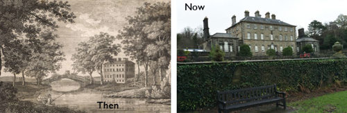 Side by side old and new photos of Pollok House, Glasgow