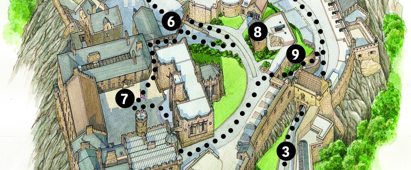 Image of one-way numbered route map for Edinburgh Castle
