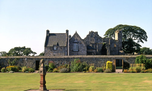View of the east range at Aberdour Castle from the walled garden