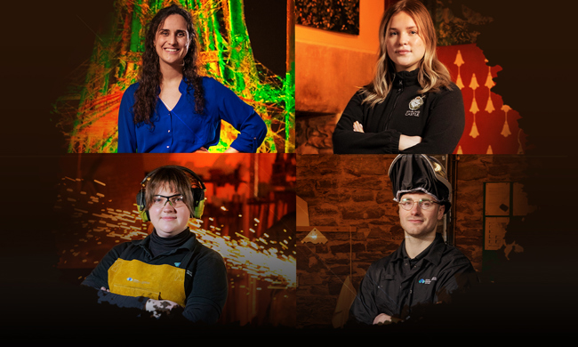 A collage of four people representing different skills in the historic environment