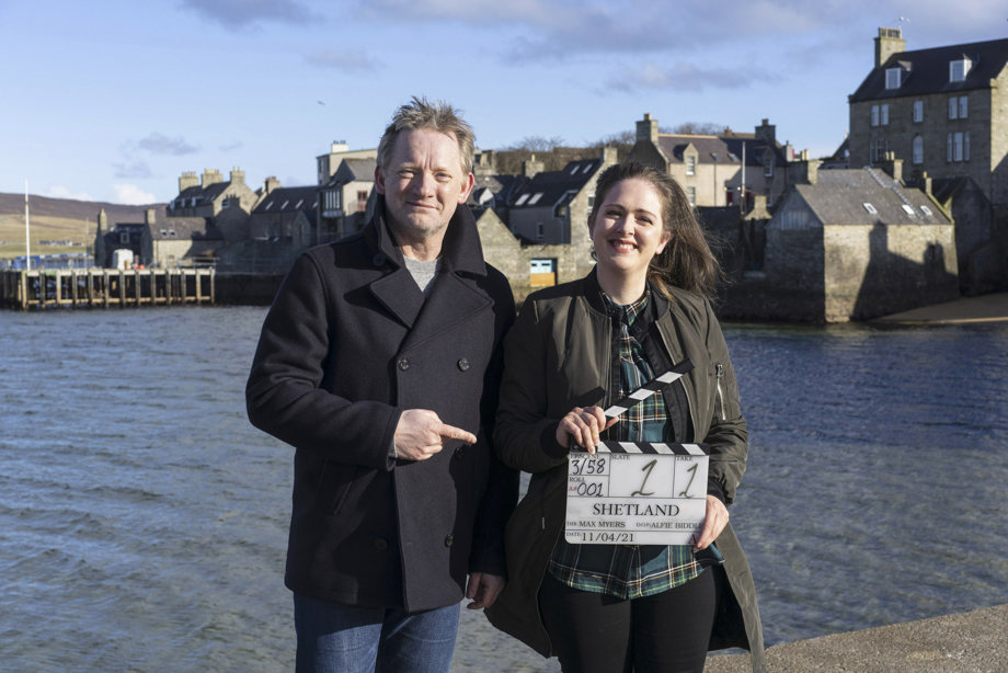 Douglas Henshall as DI Jimmy Perez and Alison O'Donnell as Alison "Tosh" McIntosh