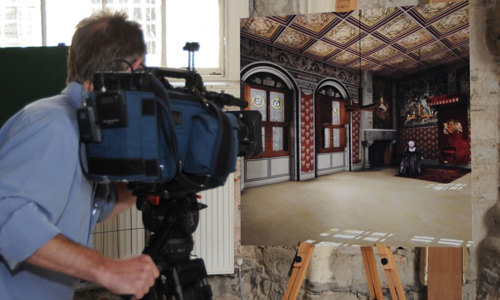 A man with a video camera does some video.