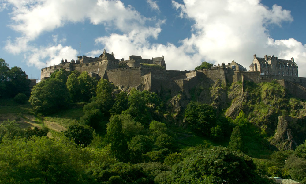 A general view of Edinburgh Castle and Castle Rock, as seen from the north.