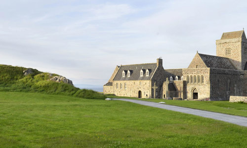 A general exterior view of Iona Abbey.