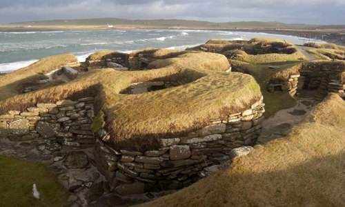 A general view of the prehistoric village at Skara Brae.