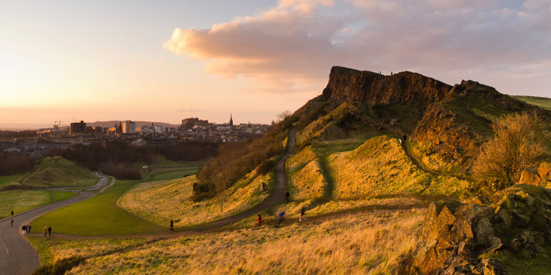 A general view of Salisbury Crag, looking out to Edinburgh’s Old Town, in Holyrood Park.