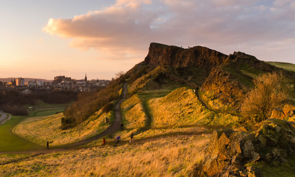 A general view of Salisbury Crag, looking out to Edinburgh’s Old Town, in Holyrood Park.