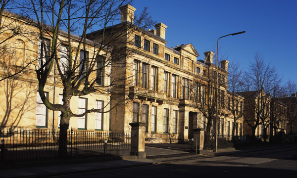 The south-facing facade of the Historic Environment Scotland office at Longmore House, Edinburgh.