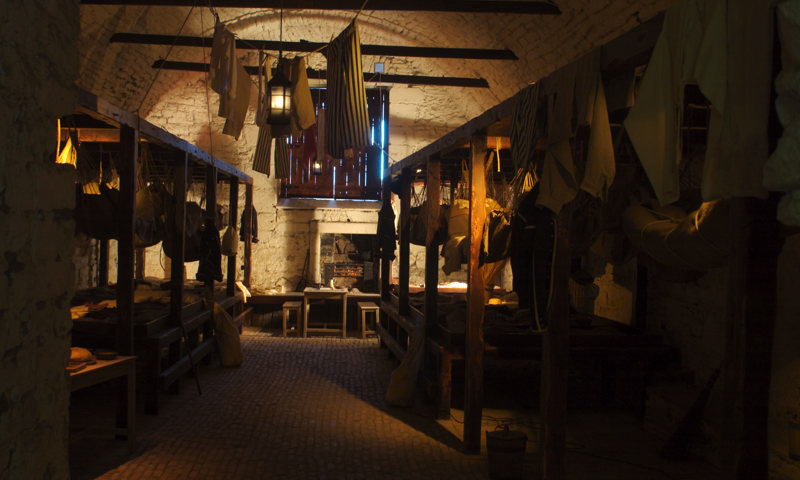 A recreation of a 1700s prison at the Prisons of War exhibit at Edinburgh Castle.