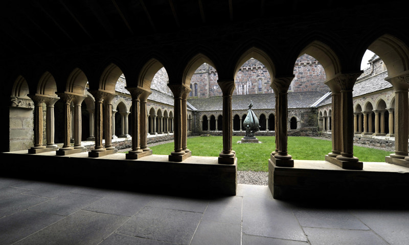 A view of the cloister at Iona Abbey.
