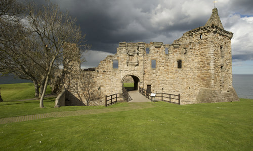 The gatehouse and bridge at St Andrews Castle.