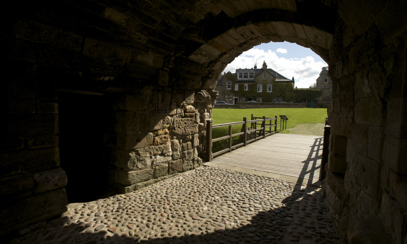 The view out from the gatehouse at St Andrews Castle.