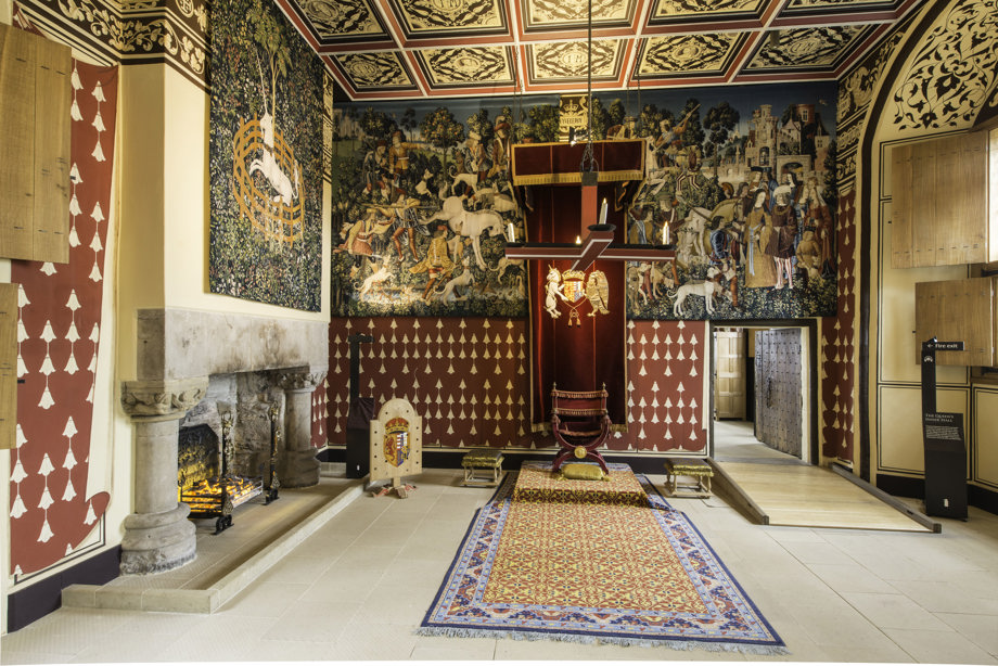 Unicorn tapestries on display in the sumptuously refurbished royal palace at Stirling Castle.