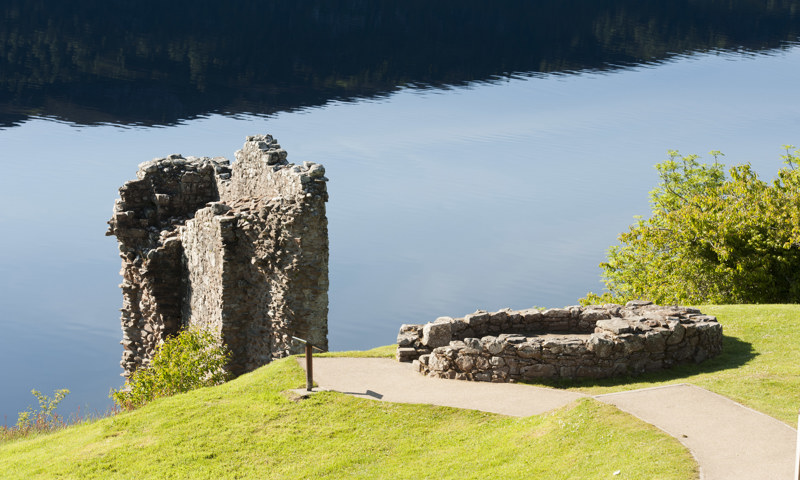 Remains of buildings at Urquhart Castle.