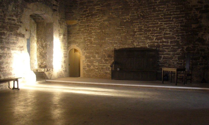 Inside the Great Hall at Doune Castle.