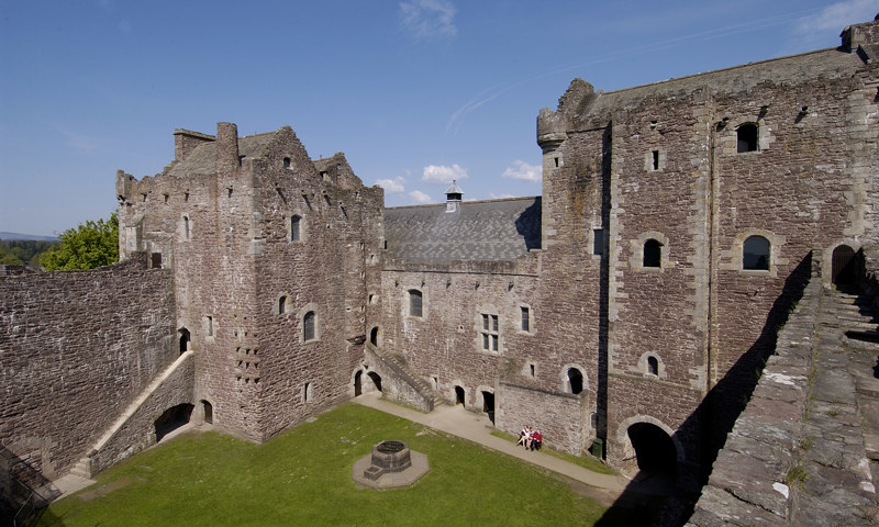 A view from the battlement of the courtyard at Doune Castle.