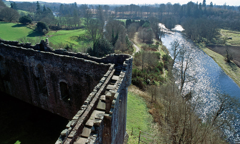 A view from the Doune Castle ramparts to the River Teith.