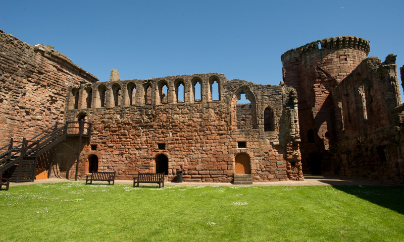 A view from the interior of Bothwell Castle, looking toward the great hall.