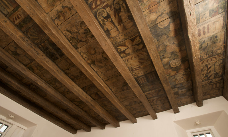 A view of the 1600s painted ceiling at Aberdour Castle’s east range.