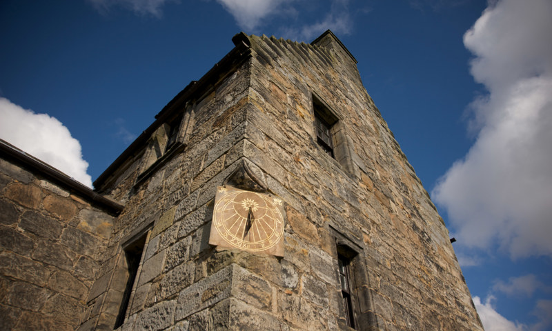 A look at the sundial built into the south wall of Aberdour Castle.