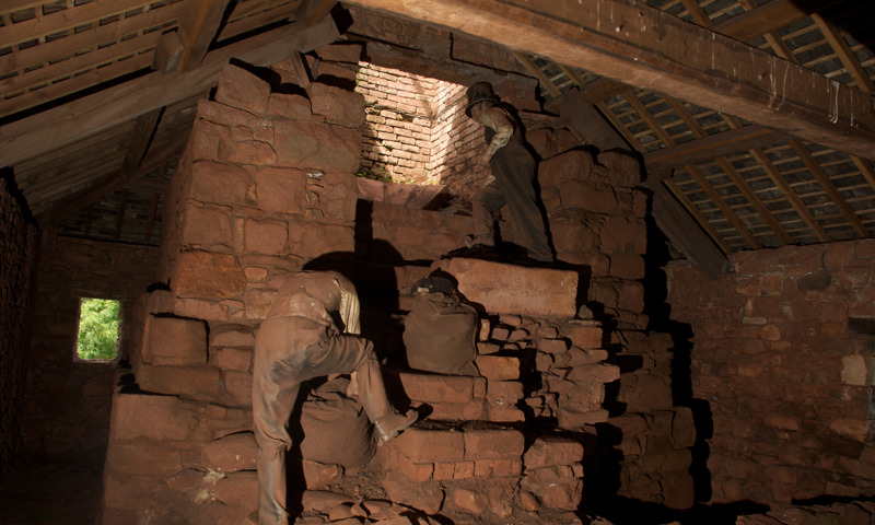 A recreation of a worker at Bonawe Iron Furnace.