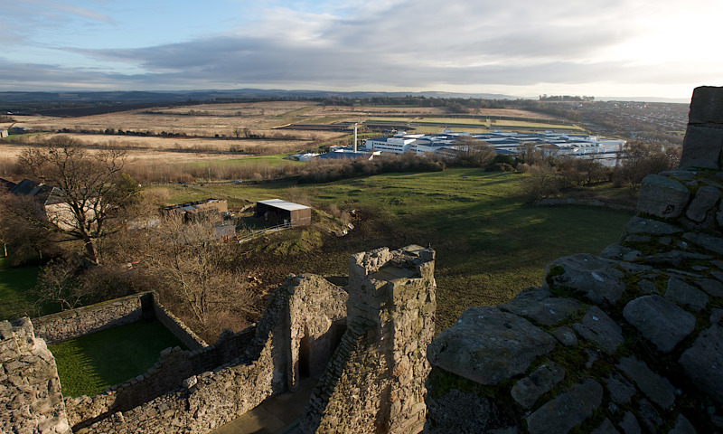 A view across the fields outside of Edinburgh from the ramparts at Craigmillar Castle.