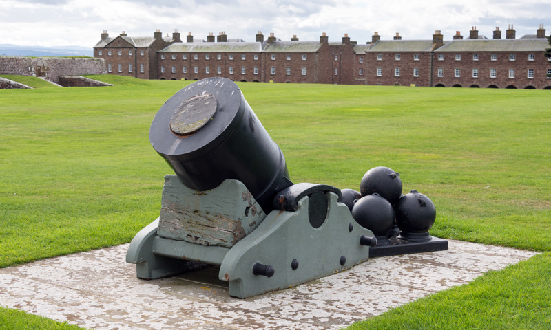 A view of mortar and cannon on Duke of Cumberland’s bastion at Fort George.