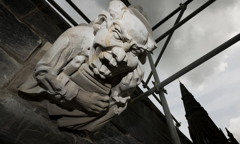 A detail of a gargoyle at Glasgow Cathedral.