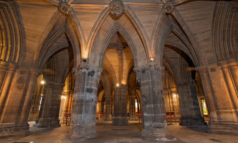 An interior view of the crypt at Glasgow Cathedral.