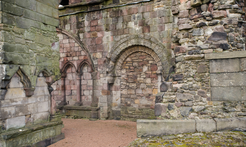 A view of the east processional door at Holyrood Abbey.