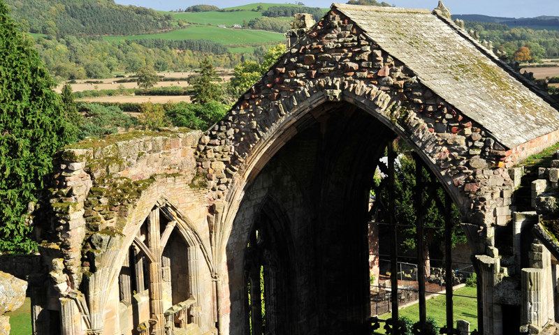 A detail of the presbytery at Melrose Abbey.