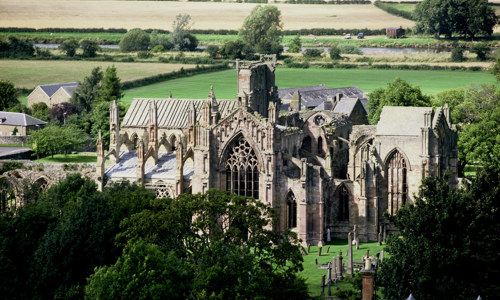 A general view of Melrose Abbey.