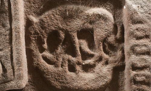 Detail of an animal on the front of the Dunfallandy Stone