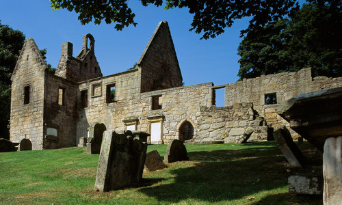 The roofless but otherwise well preserved ruin of St Bridget