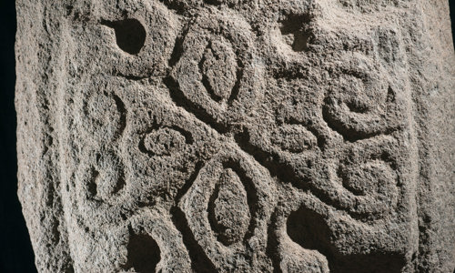 Detail of a beautiful symbol carved into one of the Kilmartin Sculptured Stones.