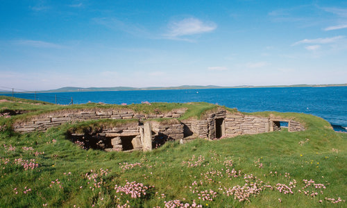 Small stone houses by the sea