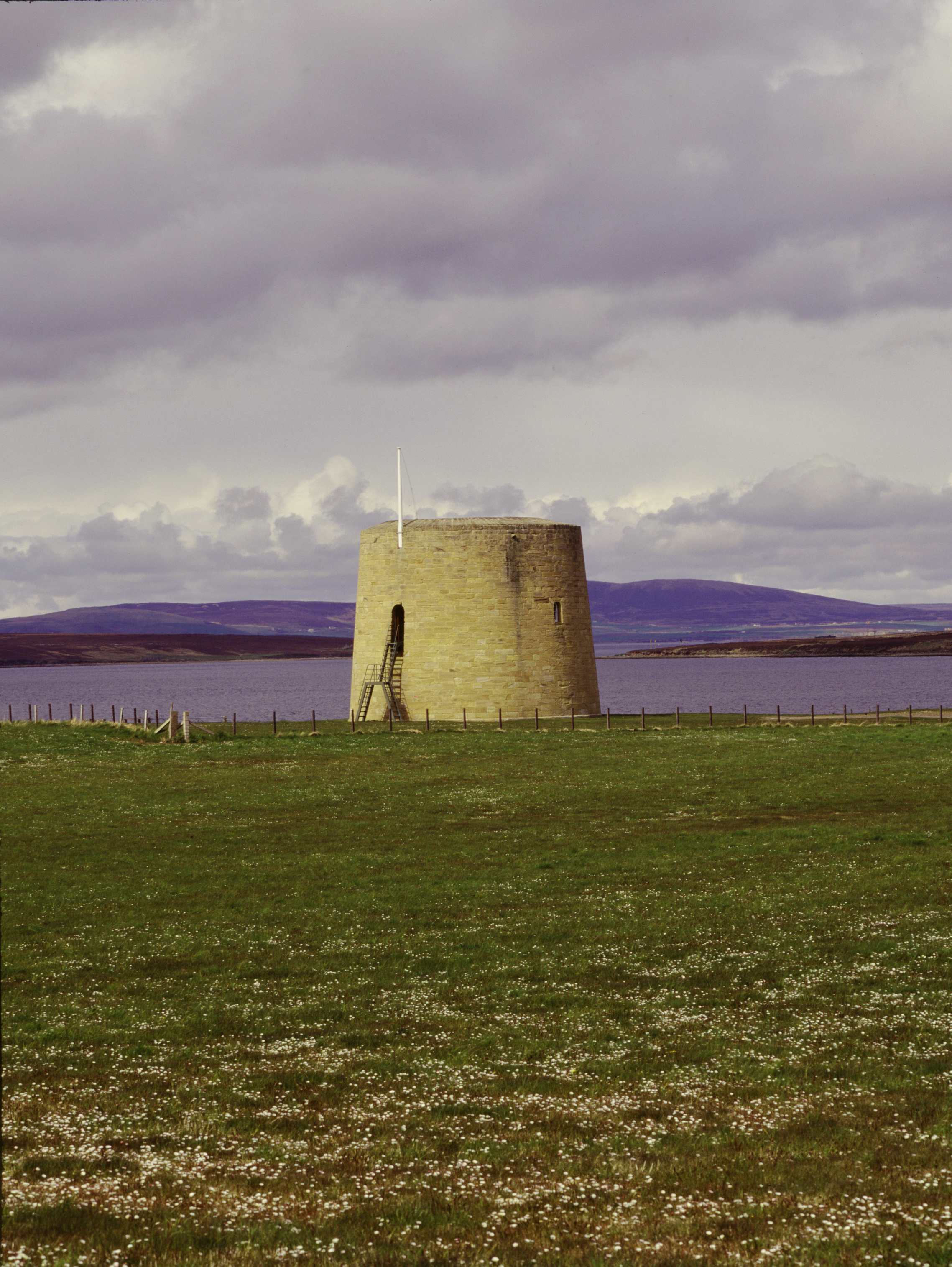 A general view of the Martello tower at Hackness.