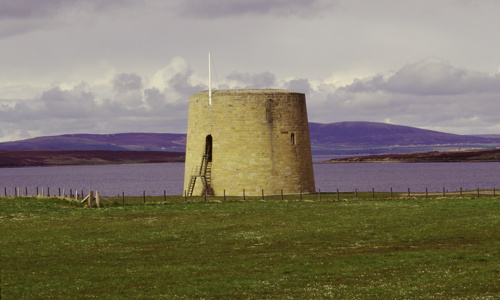 A general view of the Martello tower at Hackness.