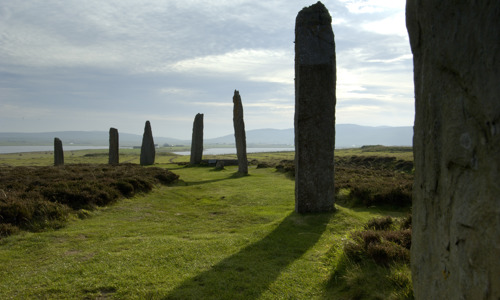 Seven tall standing stones, part of the Ring of Brodgar