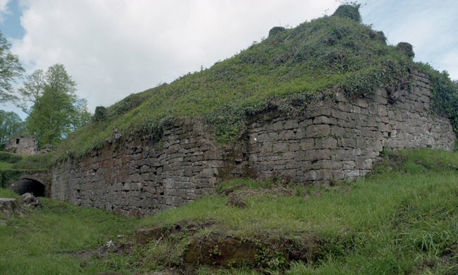 The grass covered remains of Cadzow Castle