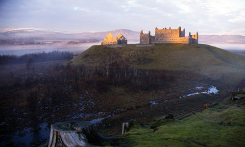 A view of Ruthven Barracks on a winter morning