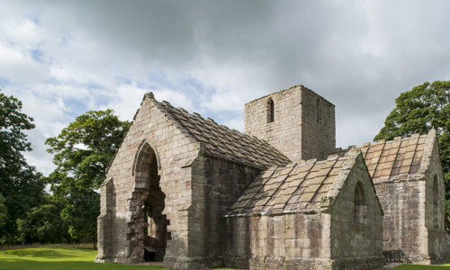 A well preserved medieval church lit up by the sun