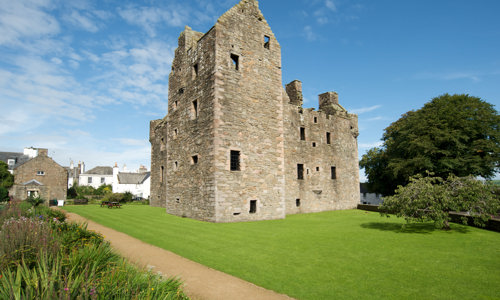 A general exterior view of MacLellan’s Castle.