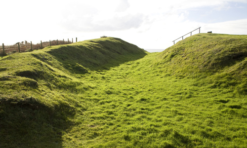 A large grassy ditch
