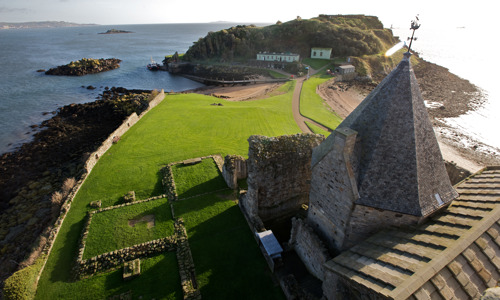 Aerial view of Inchcolm Abbey