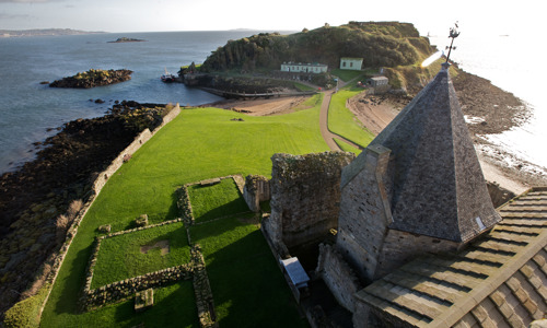 Aerial view of Inchcolm Abbey
