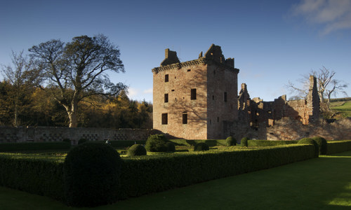 A general view of the tower house at Edzell Castle.