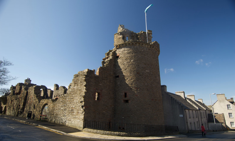 The view from the street of Bishop Reid’s tower and the Bishop’s Palace in Kirkwall.