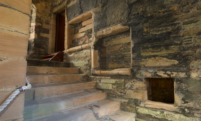 Some steps and shelves inside the Earl’s Palace in Kirkwall.